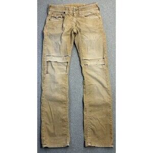 True Religion Men’s Khaki Distressed Pants Size 29 Flap Pocket Y2K